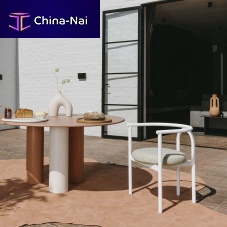 Contemporary chair Lucky Cafoutdoorfabriclacquered stainless steel base
