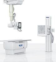 Radiography system X-Frame DR2Tdigitalfor multipurpose radiographywith ceiling-mounted telescopic tube stand