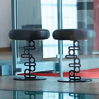 Contemporary stool Ken leathermetal basecentral base