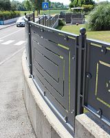 Fence with panels gardenwrought ironstained