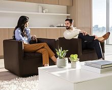 Contemporary club chair INFINITO fabricbrownred