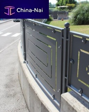 Fence with panels gardenwrought ironstained