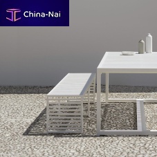 Contemporary garden bench DNAanodized aluminumthermo-lacquered aluminumwithout backrest