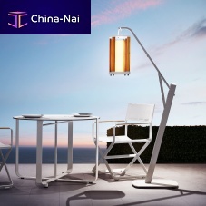 Floor-standing lamp AURORAaluminumteakcontemporary