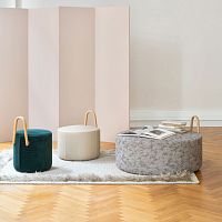 Contemporary pouf AMSTELLEfabricleatheroak