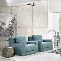 Contemporary armchair Lollfabricsolid woodwith removable cushion