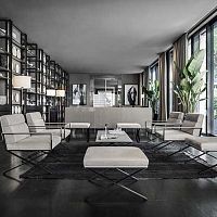 Contemporary footrest Sahraifabricleathersteel