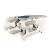 Electric massage table UTERAon casterswith adjustable height backrestwith headrest