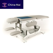 Electric massage table UTERAon casterswith adjustable height backrestwith headrest