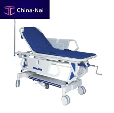 Transport stretcher trolley manualheight-adjustablewith adjustable backrest