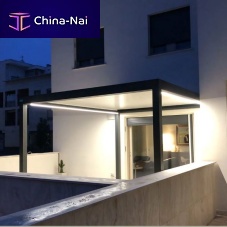 Wall-mounted pergola painted aluminumwith mobile slatsbioclimatic