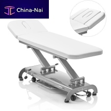 Electric massage table S2 on casterswith adjustable height backrest2-section