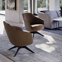 Contemporary armchair CELINEfabricleatherwooden