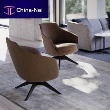 Contemporary armchair CELINEfabricleatherwooden