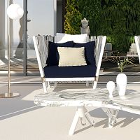 Contemporary armchair HOUDINIacrylic fabricstainless steelgold plated