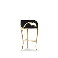 Traditional bar stool CHANDRAvelvetbrass base3-legged