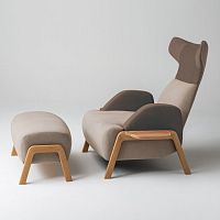 Contemporary footrest NUPRI Livingfabricleatheroak