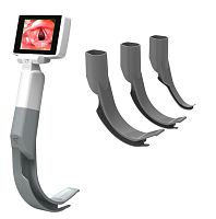 Video laryngoscope with integrated video monitor vLarynxsingle usewith speculum