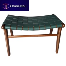 Contemporary stool ADAMSleatherteak baseupholstered