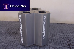 Public trash can HEXAstainless steelrecyclingcontemporary
