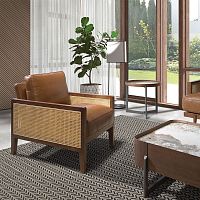 Contemporary armchair 5113leatherwoodenbrown