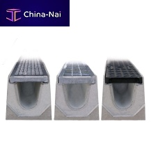 Drainage channel with grating prestressed concretegalvanised steel gratecast iron grate