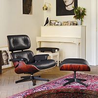 Contemporary armchair fabricleatherwalnut