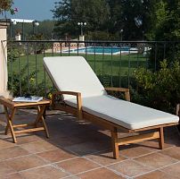 Contemporary sun lounger FLORwoodenadjustable backreston casters