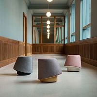 Contemporary pouf BUZZfabricroundblue
