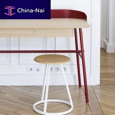 Contemporary stool GUSTAVEoakmetal basecentral base