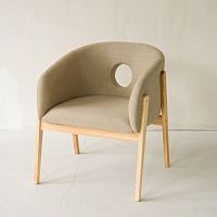 Contemporary chair HOLEindoorfabricwooden base