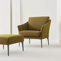 Contemporary armchair CROSS-CROSSINGfabricleatheraluminum