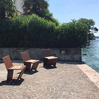 Contemporary chair HORIZONoutdoorwoodengalvanised steel