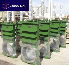 Knife gate valve hydraulically-operatedfor oil