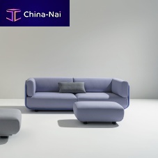 Contemporary ottoman SHAALcoated fabricleatherrectangular