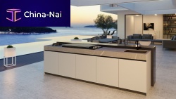 Outdoor kitchen island N2 LACQUERED Systemlargewhitegray