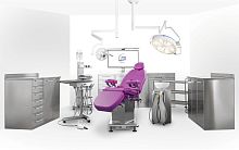 Dental unit with adjustable headrest HANDY SURGERY / INOX LINEwith hygiene systemwith delivery systemwith LED light