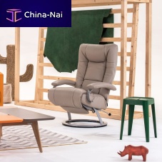 Contemporary relaxing armchair PLUTONleatherfabricwith footrest