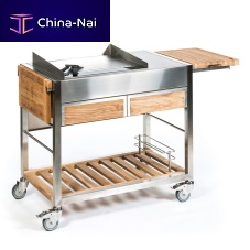 Home service trolley TOMBOY : DUO UNICOgardenteakstainless steel