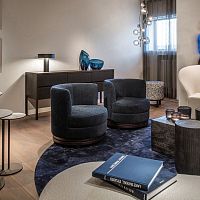 Contemporary armchair AYDENfabricbeechgray