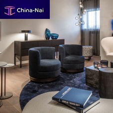 Contemporary armchair AYDENfabricbeechgray