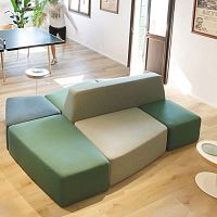 Contemporary ottoman STONEfabricwoodenfoam