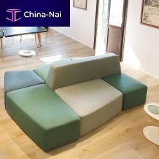 Contemporary ottoman STONEfabricwoodenfoam
