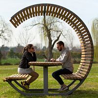 Wooden table and bench set CISON CONTEA Ccontemporarysheet steelgalvanised steel