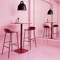Contemporary bar stool FORMplasticoak basewalnut base