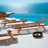 Contemporary sun lounger SYNTHESISsynthetic fiberteakadjustable backrest