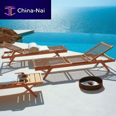 Contemporary sun lounger SYNTHESISsynthetic fiberteakadjustable backrest