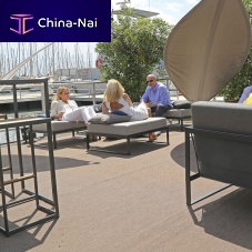 Contemporary ottoman EASYSunbrella®teakstainless steel