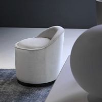 Contemporary pouf ELETTRAfabricwoodenround