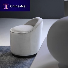 Contemporary pouf ELETTRAfabricwoodenround